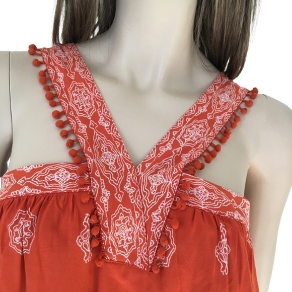ANN Taylor Loft Dress Pom Pom Swing Shift Mini Sundress Pretty Ethnic Print - Picture 6 of 15